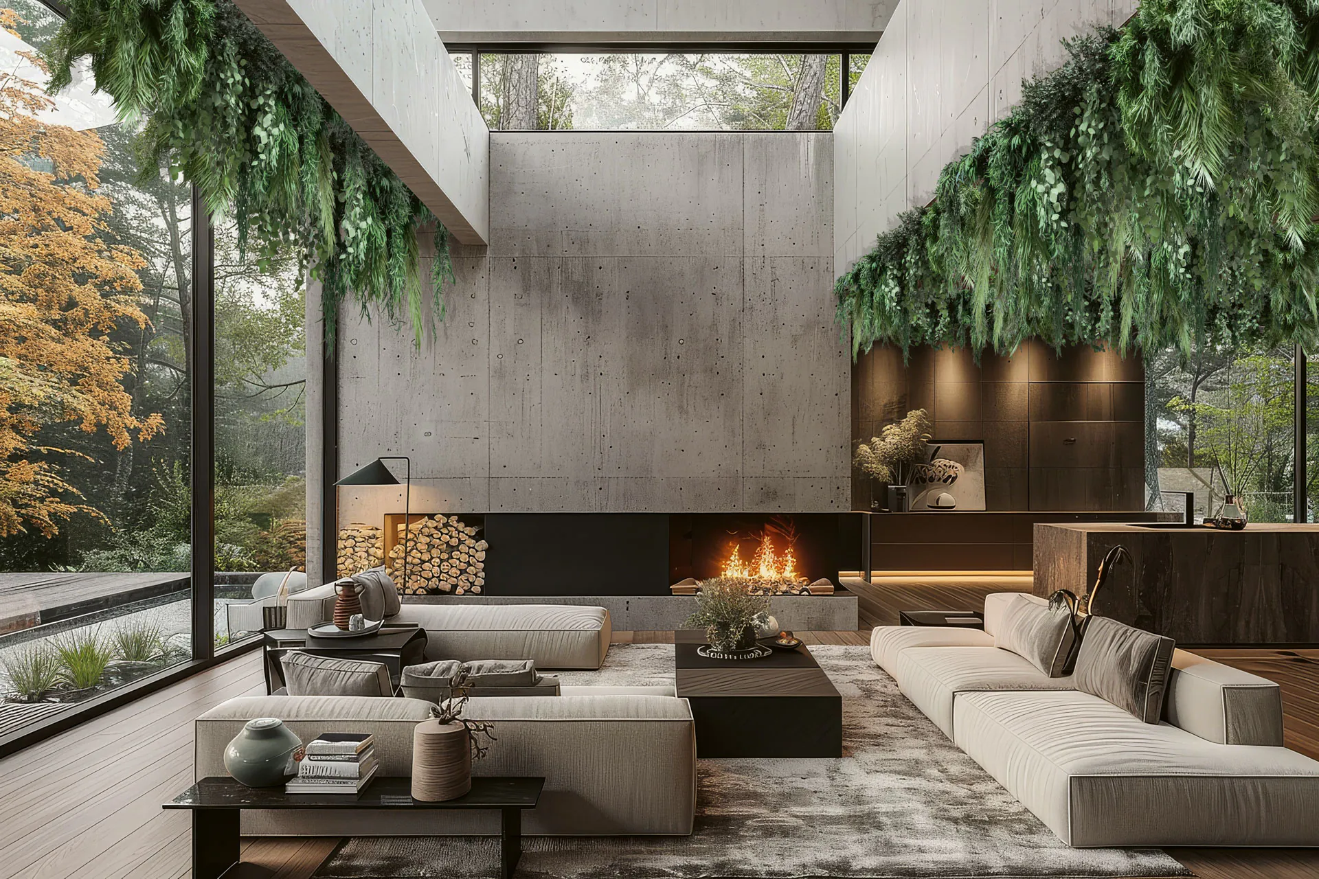 Hanging Garden Luxus Wohnzimmer Hängende Begruunung — Deckenbegrünung von MOOSMOOS